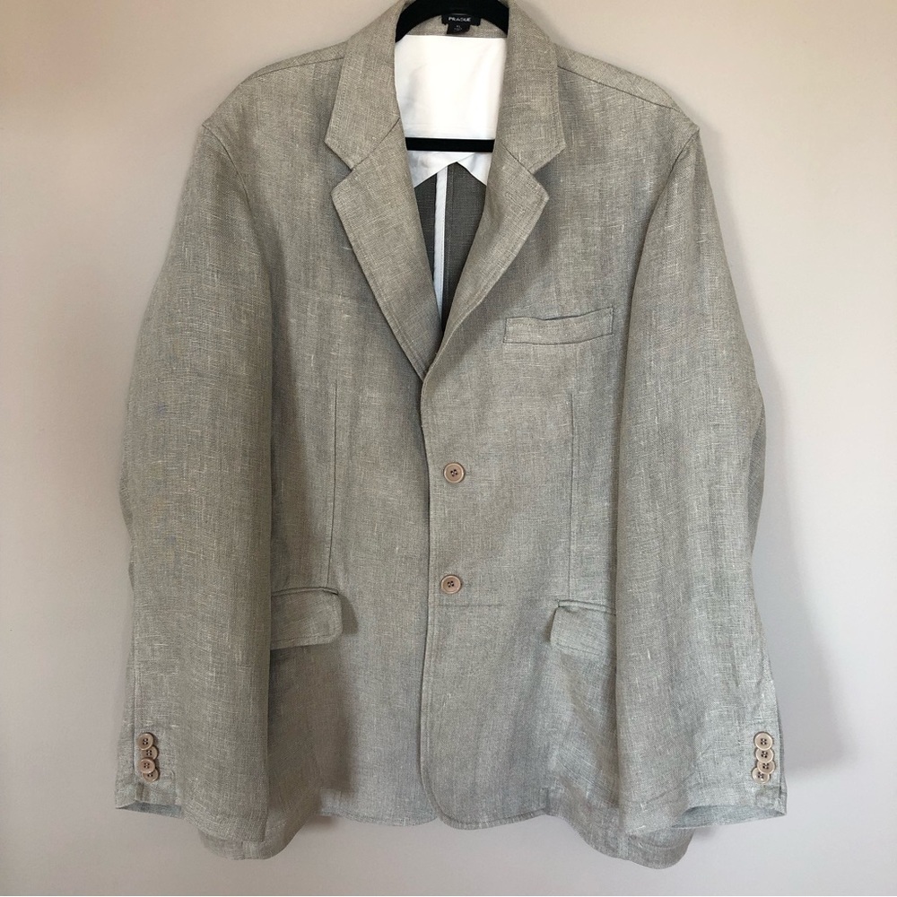 Men’s tan linen single breasted sports jacket XL